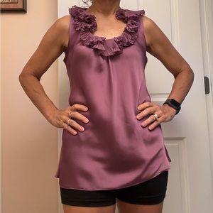 Spense sleeveless short,purple, SZ Medium beautiful neckline and fun bottom edge